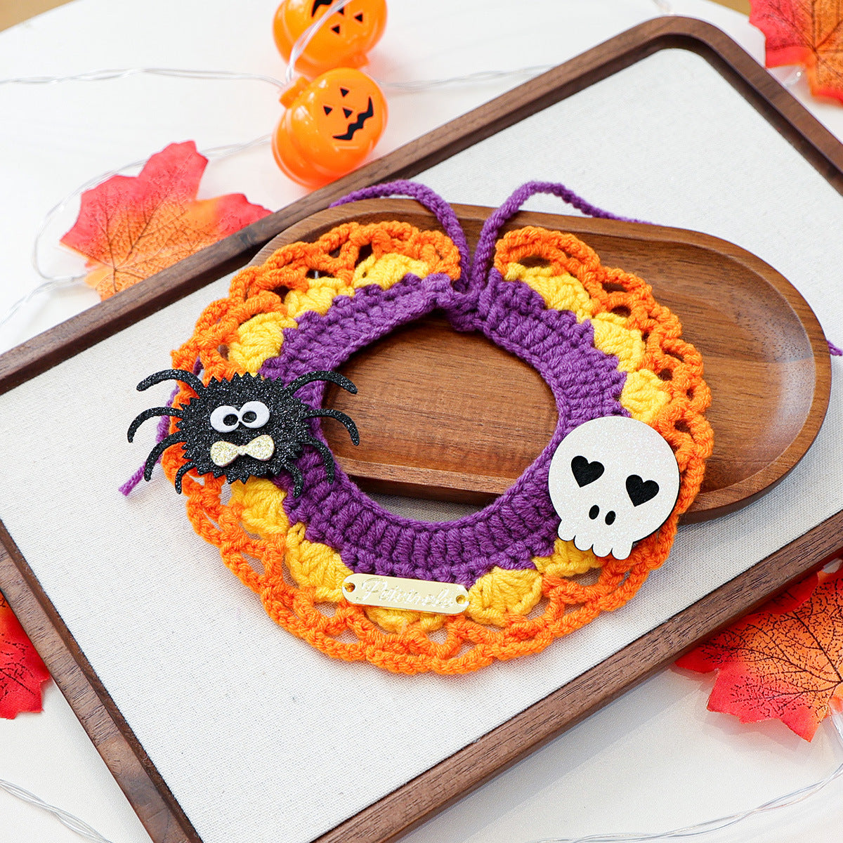 Pet Cat Dog Bandana with Halloween Elements Decorative Scarf for Pets, Halloween Pet Collar Accessory