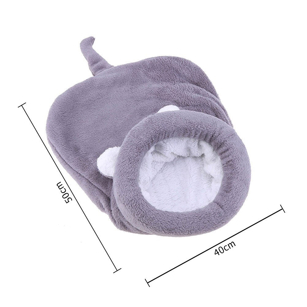 Coral Fleece Pet Sleeping Bag - Warm Kennel Bed for Cats & Small Dogs