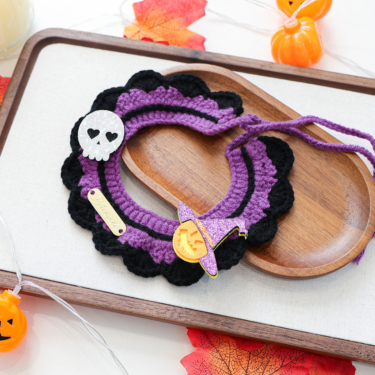 Pet Cat Dog Bandana with Halloween Elements Decorative Scarf for Pets, Halloween Pet Collar Accessory