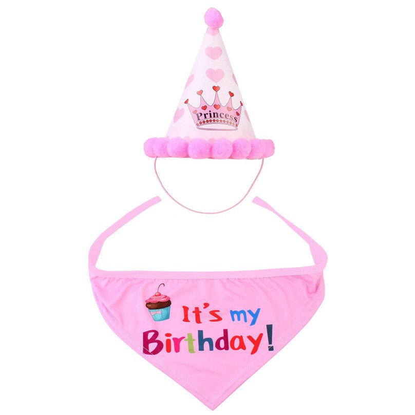 Pet Birthday Party Hat & Tie Costume - Headwear for Dogs & Cats