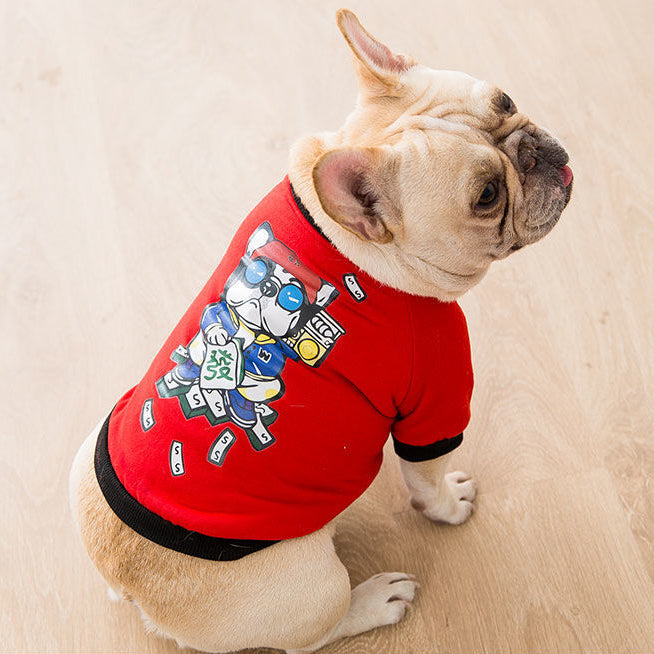 Bulldog & Small Dog Autumn Winter Jacket - Badge Design