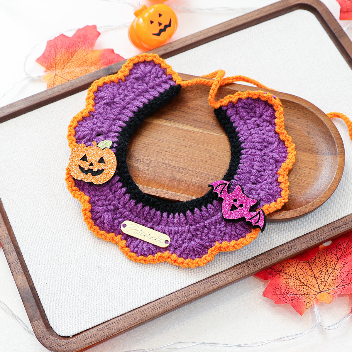 Pet Cat Dog Bandana with Halloween Elements Decorative Scarf for Pets, Halloween Pet Collar Accessory
