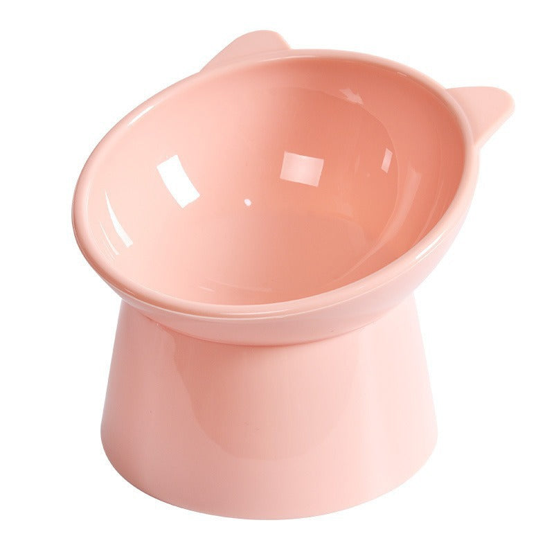 Elevated Cat Bowl with Tilted Neck Protection, Anti-Tip Plastic Feeding and Watering Bowl for Pets