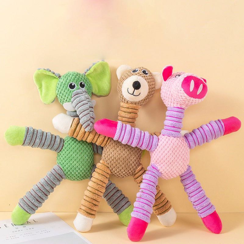 Plush Animal Sound Toy for Pets - Elephant, Bear & Pig Squeaky Toys