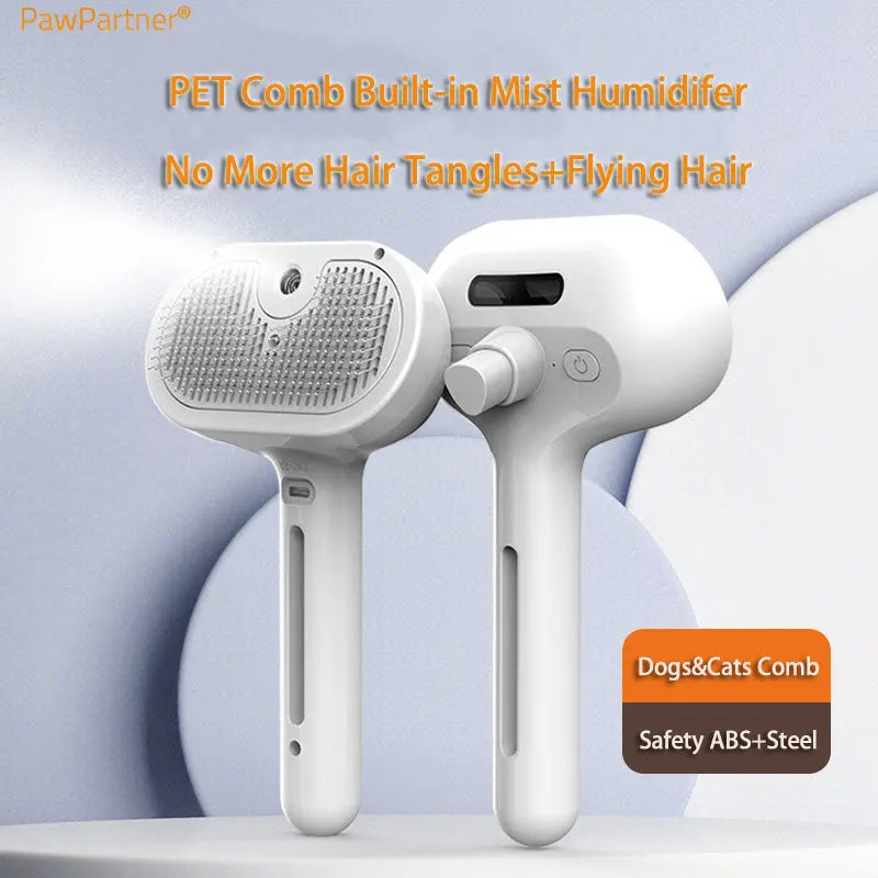 PawPartner Self-Cleaning Pet Comb - Built-In Mist Humidifier for Dogs & Cats
