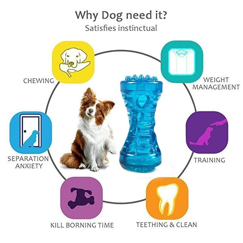 Large Dog Rubber Bone Toy - Bite-Resistant Teeth Cleaning Chew