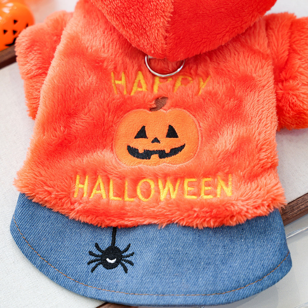 Cute Halloween Pumpkin Hoodie for Small Dogs and Cats, Pet Clothing Pet Apparel for Small Pets