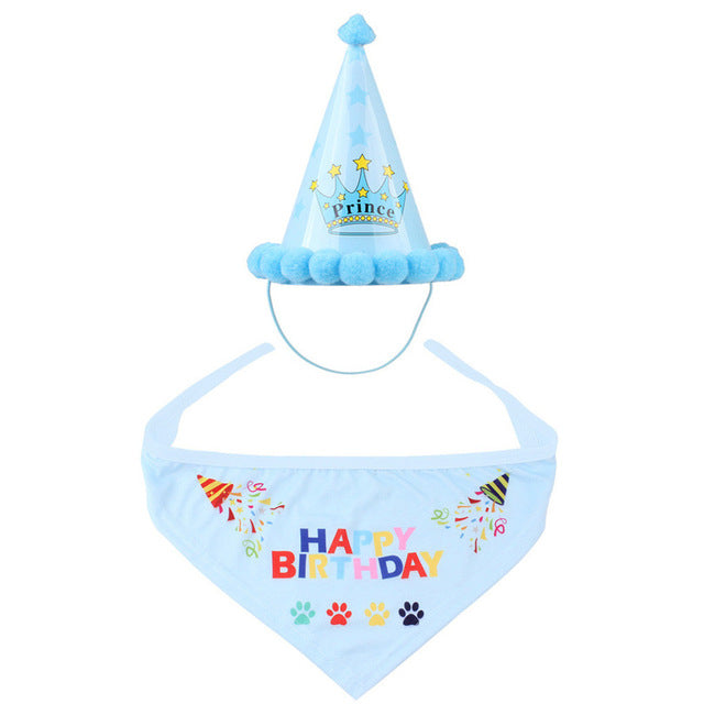 Pet Birthday Party Hat & Tie Costume - Headwear for Dogs & Cats