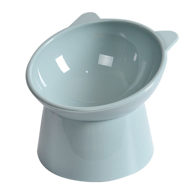 Elevated Cat Bowl with Tilted Neck Protection, Anti-Tip Plastic Feeding and Watering Bowl for Pets