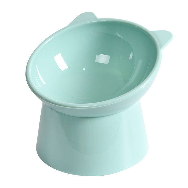 Elevated Cat Bowl with Tilted Neck Protection, Anti-Tip Plastic Feeding and Watering Bowl for Pets