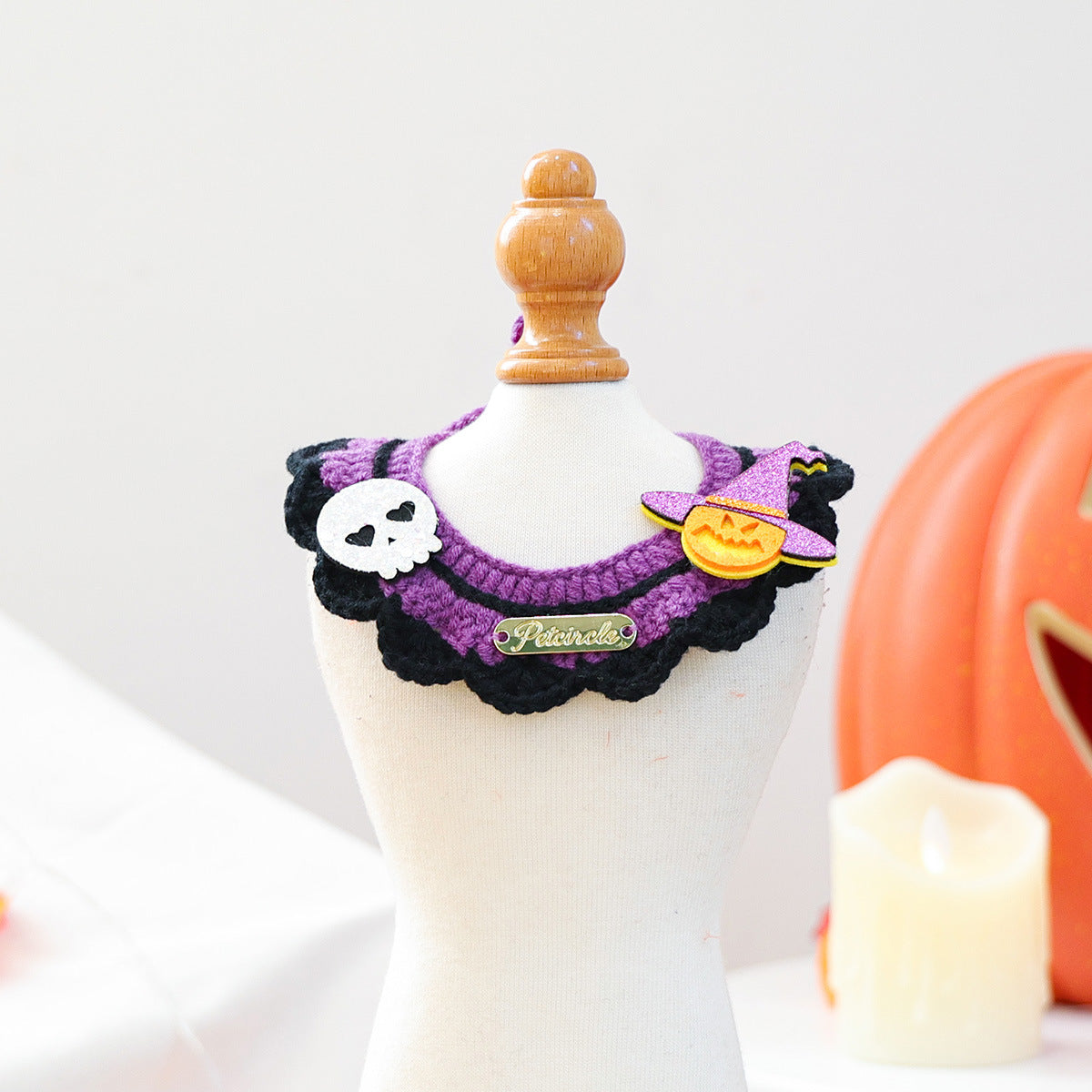 Pet Cat Dog Bandana with Halloween Elements Decorative Scarf for Pets, Halloween Pet Collar Accessory