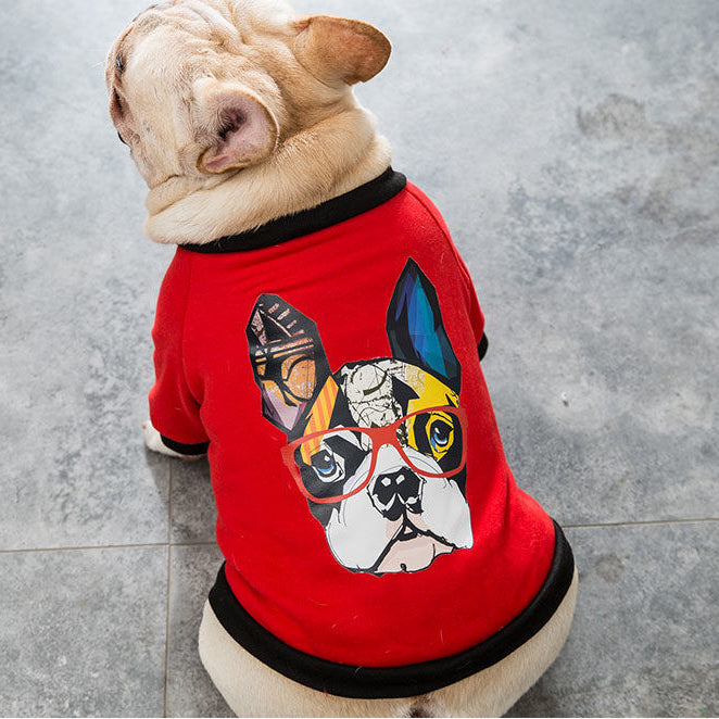 Bulldog & Small Dog Autumn Winter Jacket - Badge Design