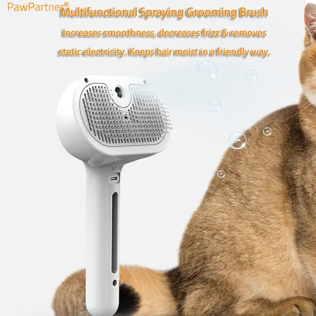PawPartner Self-Cleaning Pet Comb - Built-In Mist Humidifier for Dogs & Cats