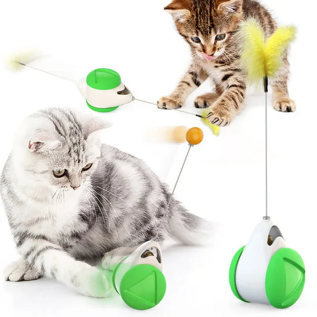 Cat Feather Ball Toy - Interactive Automatic Tease Stick