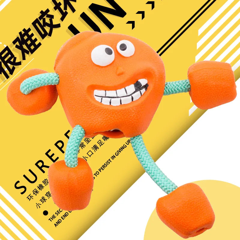 Smile Dog Rubber Ball Toy - Molar Teeth Chew for Large & Medium Dogs