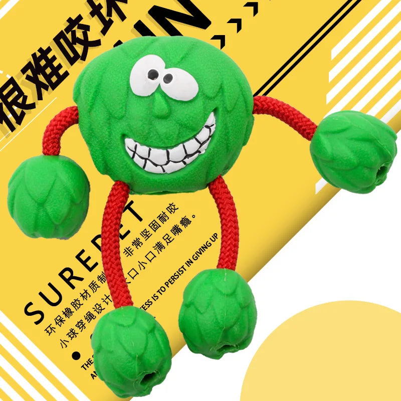 Smile Dog Rubber Ball Toy - Molar Teeth Chew for Large & Medium Dogs
