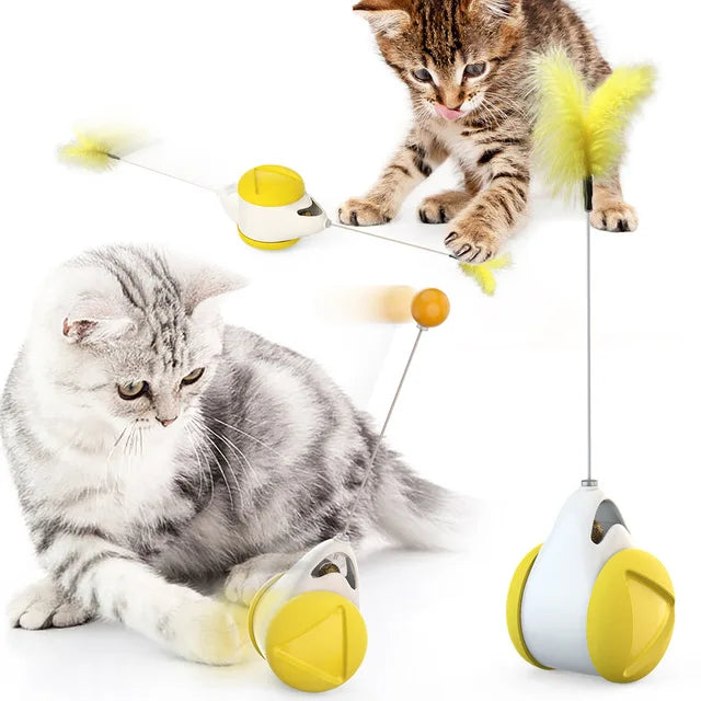 Cat Feather Ball Toy - Interactive Automatic Tease Stick