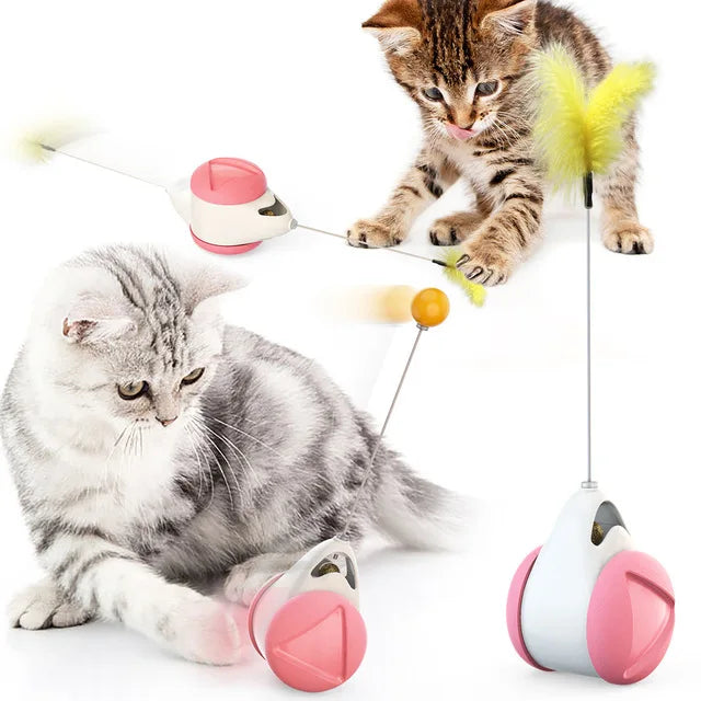 Cat Feather Ball Toy - Interactive Automatic Tease Stick