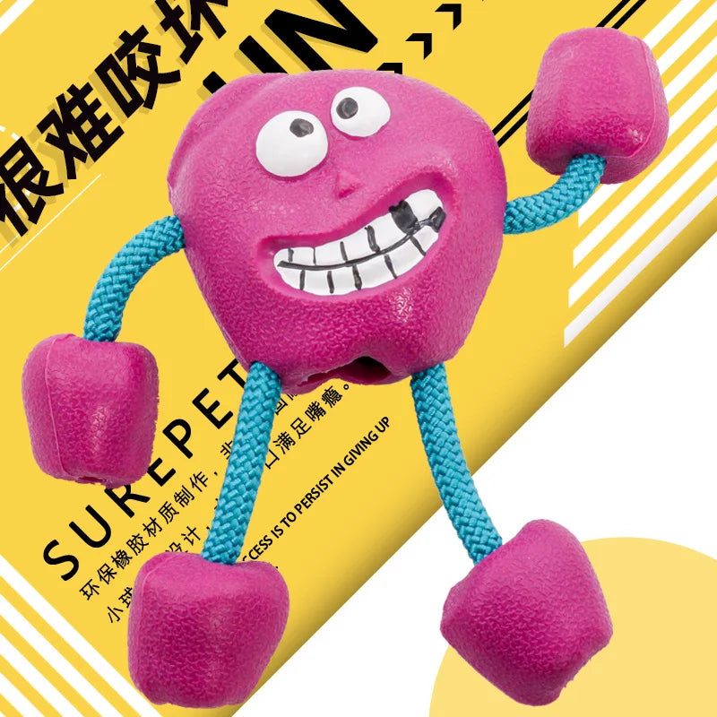 Smile Dog Rubber Ball Toy - Molar Teeth Chew for Large & Medium Dogs