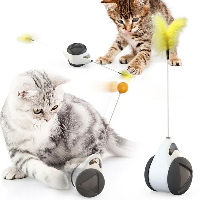 Cat Feather Ball Toy - Interactive Automatic Tease Stick