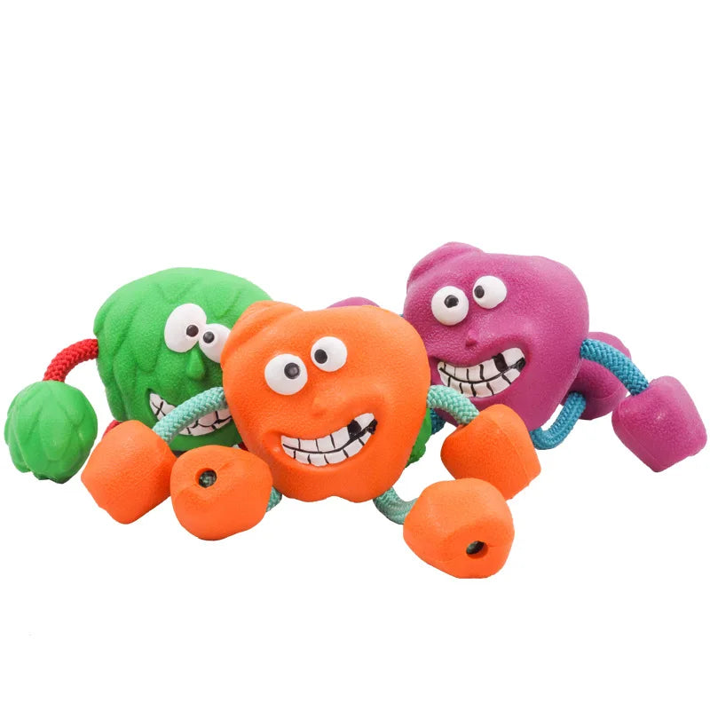 Smile Dog Rubber Ball Toy - Molar Teeth Chew for Large & Medium Dogs