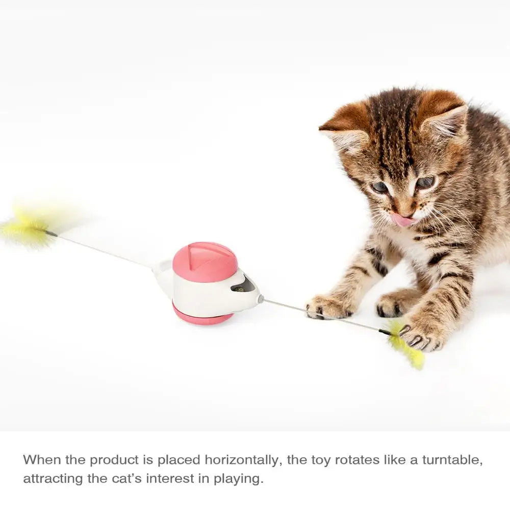 Cat Feather Ball Toy - Interactive Automatic Tease Stick